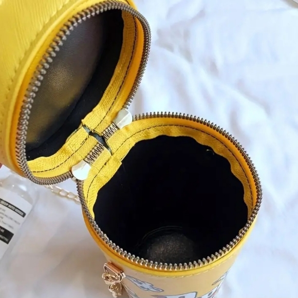 NEW Mini Popcorn Bucket Shaped Crossbody Bag Leather Novelty Bag Purse - Picture 6 of 8